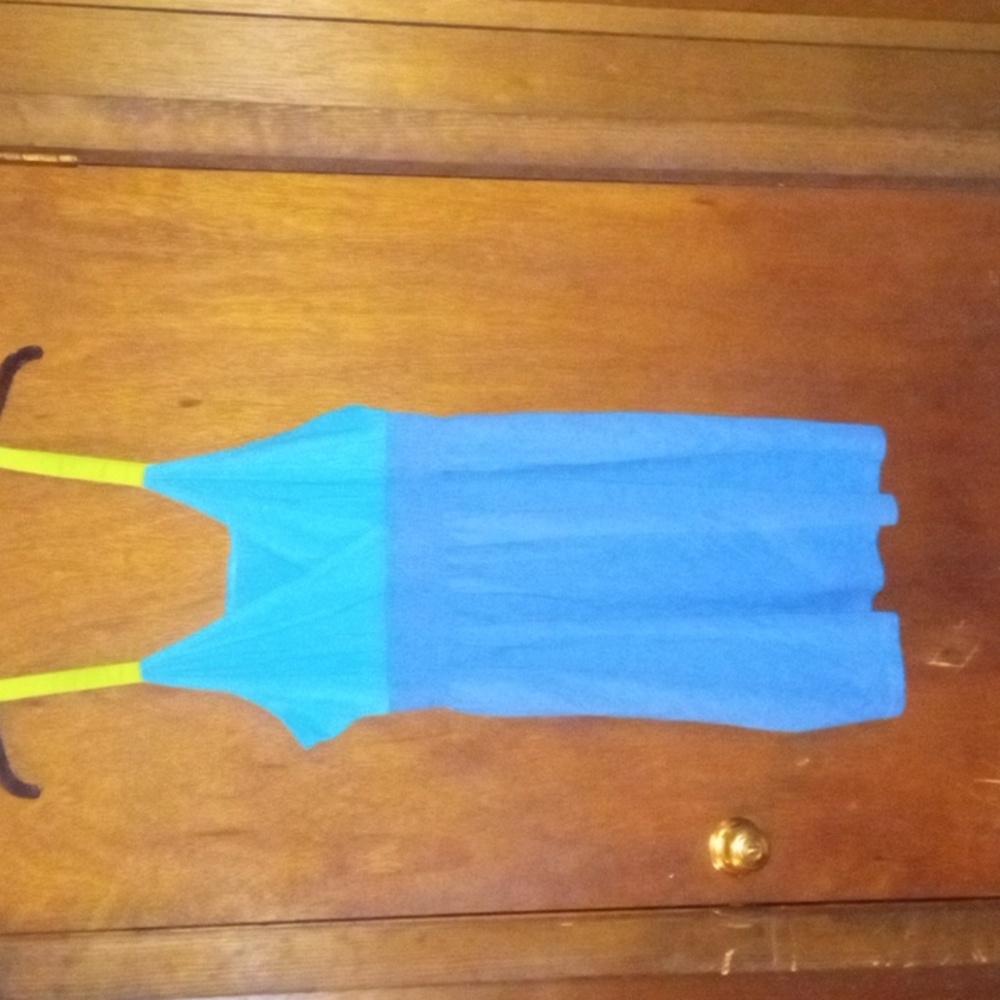 Source Unknown Blue and Yellow Mini Dress